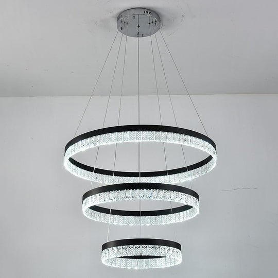 3-Tier Circles LED Crystal Modern Chandelier