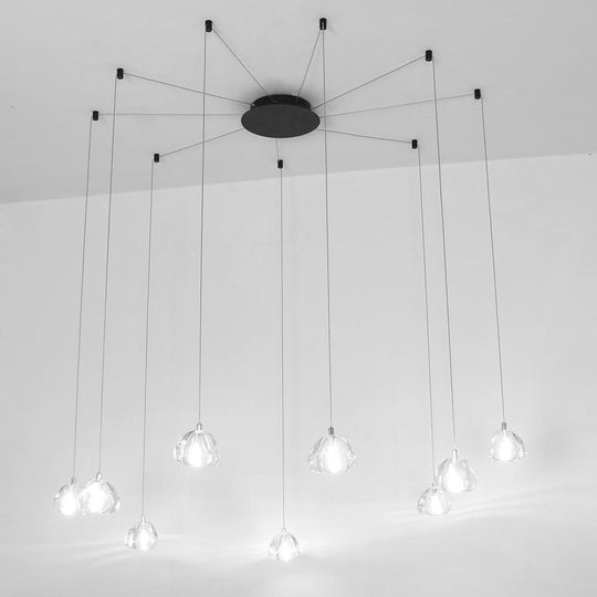 Contemporary Raindrop Crystal Chandelier – LED Cluster Design Ceiling Light