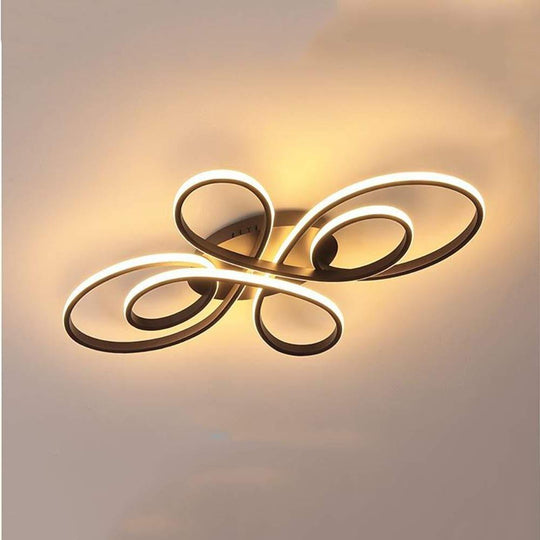 Artistic Curved Dimmable LED Modern Ceiling Light Chandelier Flush Mount Lighting