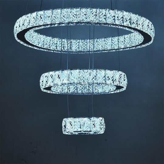 Modern 3-Tier Circles Suspended Crystal LED Chandelier