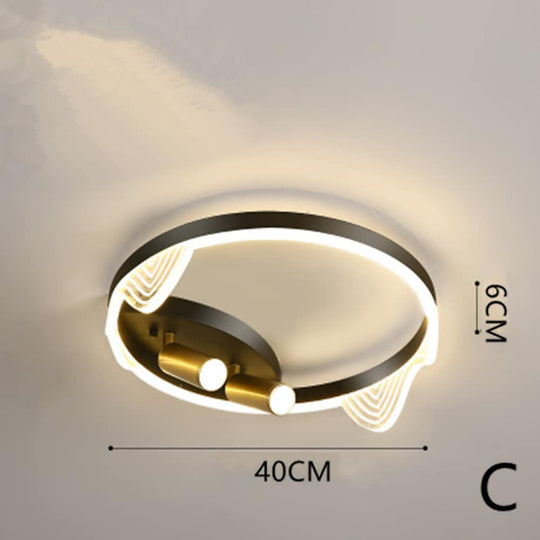 Modern Black LED Flush Mount Ceiling Light with Circle Spotlights
