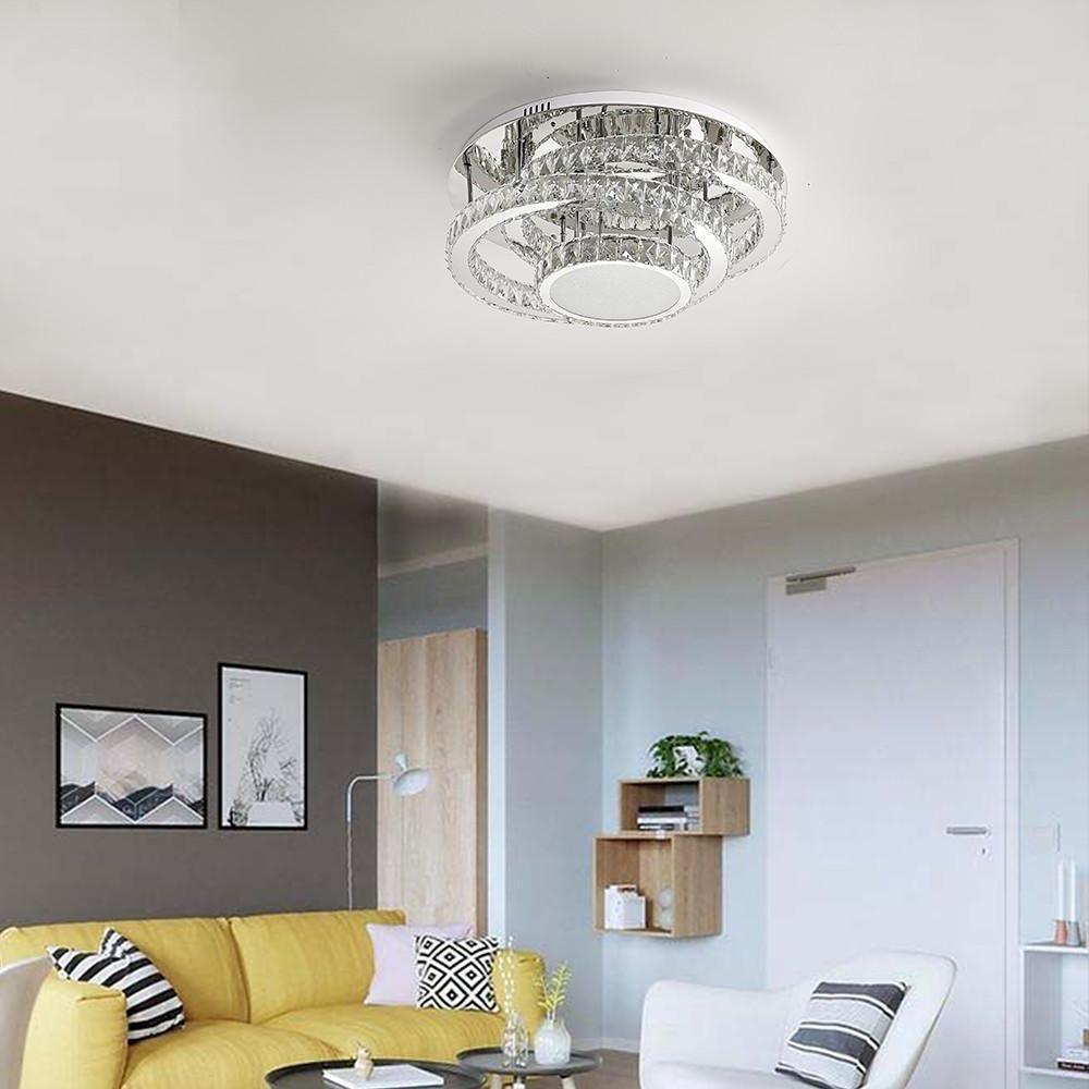 Gradated Flush Mount Ceiling Light – Industrial Acrylic & Stainless Steel LED