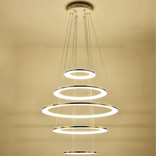 Adjustable Contemporary 5-Tier LED Modern Pendant Chandelier
