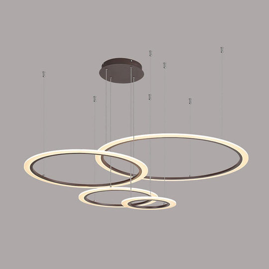 LED 4 Rings Geometric Pendant Light with Floating Ring Design