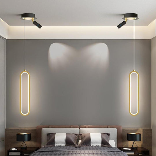 Elongated Modern Pendant Light Metal Acrylic Pendant Lighting