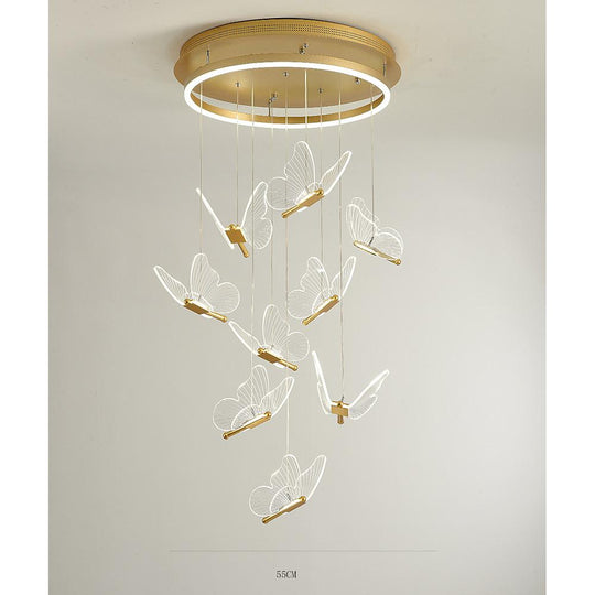 Butterfly Shapes – Acrylic Metal LED Pendant Chandelier for Living Rooms and High Ceilings