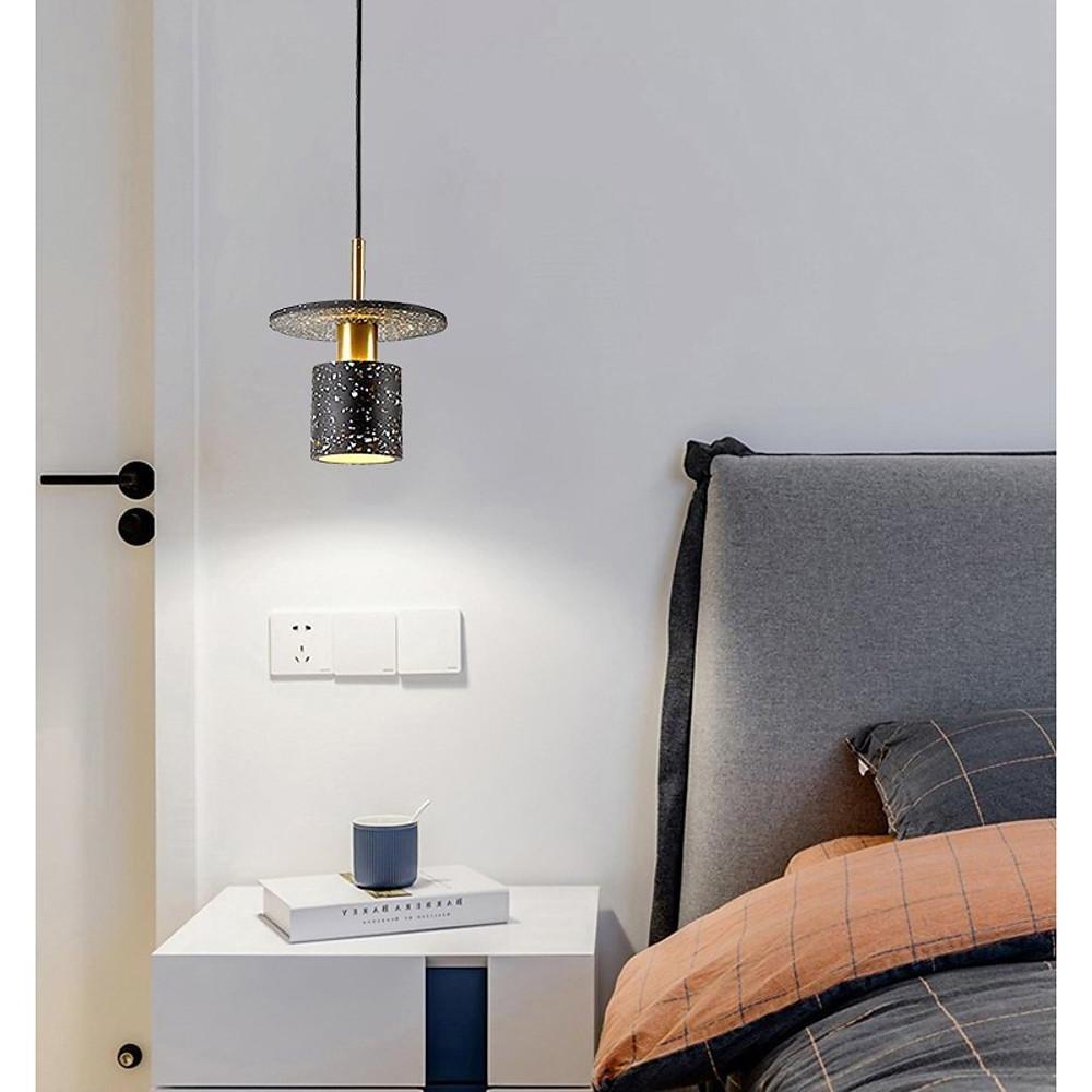 Terrazzo Inspired Cement Cylinder LED Pendant Light Modern Island Lighting