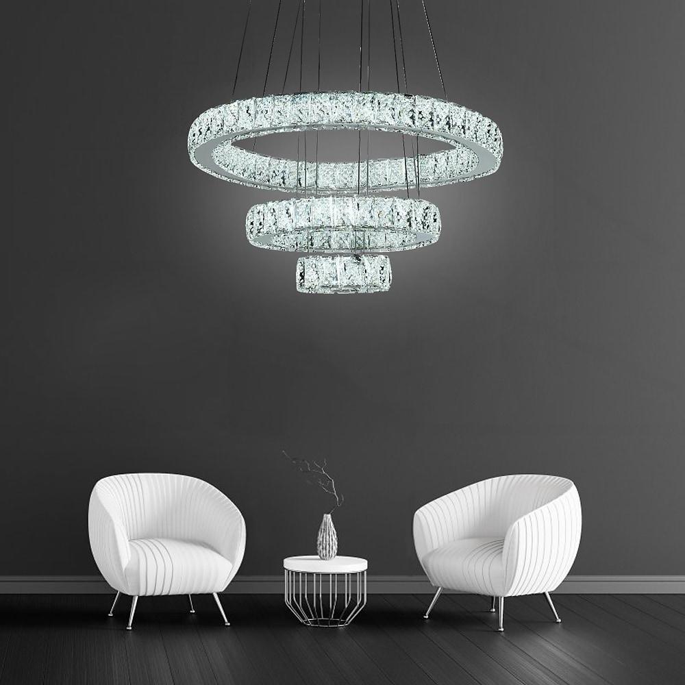 Modern 3-Tier Circles Suspended Crystal LED Chandelier