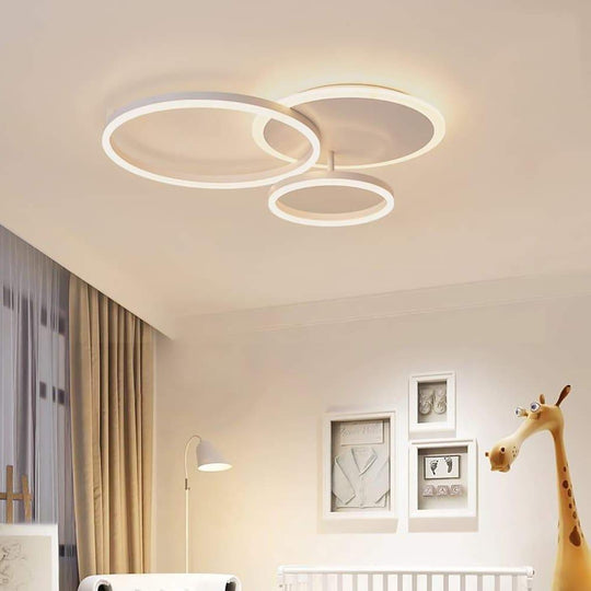 26'' LED Artistic Flush Mount Ceiling Light with Luxury 3 Ring – Bedroom