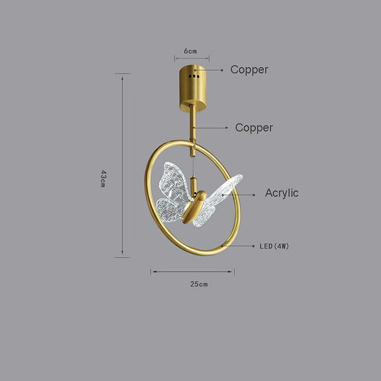 Butterfly Ring LED Nordic Semi-Flush Mount Ceiling Light