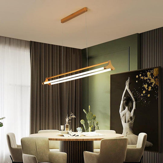 Double LED Bar Lights Gold Metal Dimmable Pendant Light