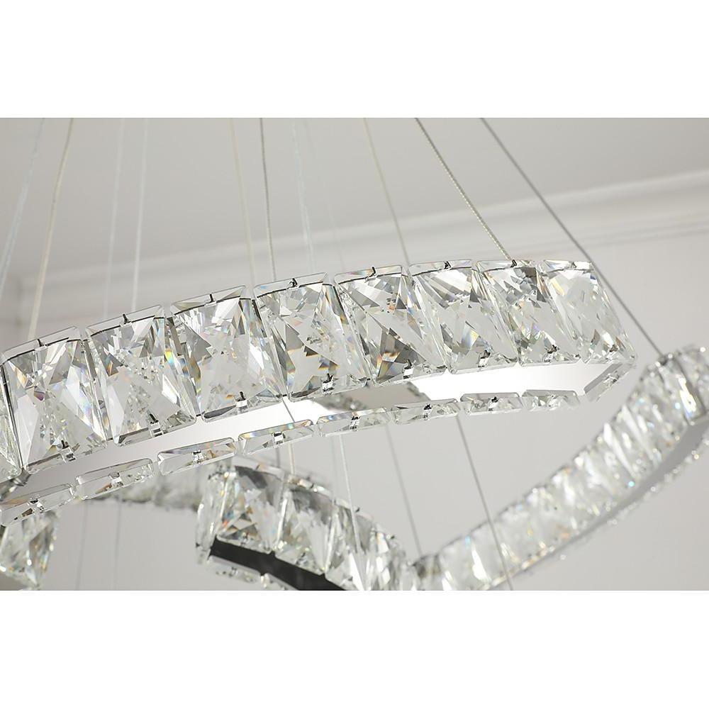Wave LED Crystal Stainless Steel Chandelier