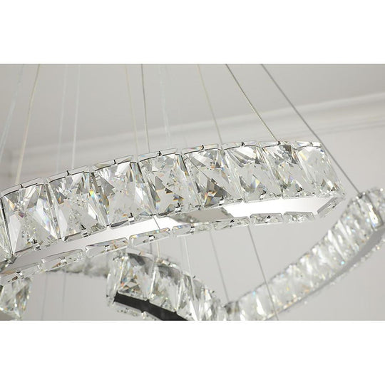 Wave LED Crystal Stainless Steel Chandelier