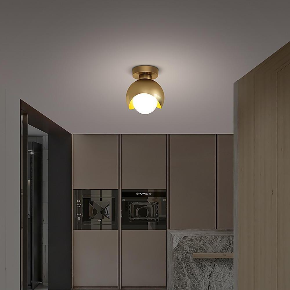 Nordic Copper Globe Flush Mount LED Ceiling Light 6"