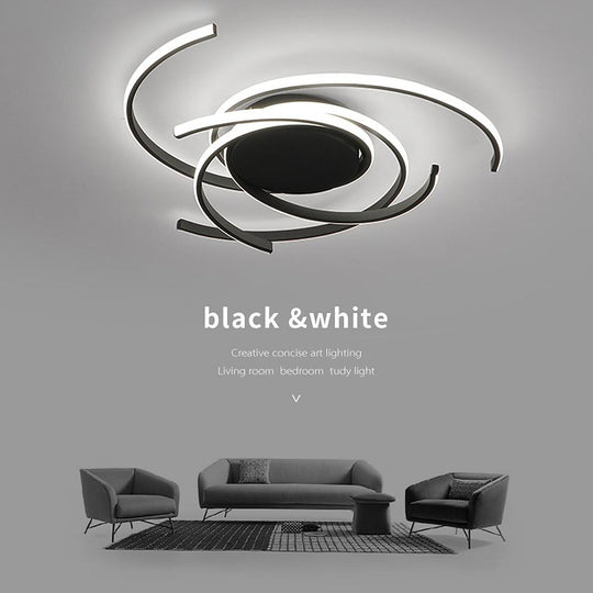30 Inch Swirls Circle Abstract LED Flush Mount Ceiling Light