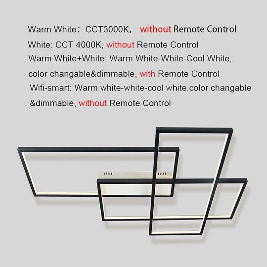 Overlapping Rectangles Aluminum Geometric LED Flush Mount Ceiling Light
