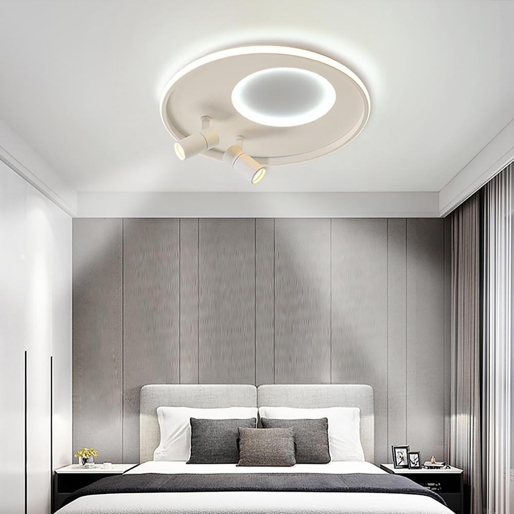 Circle Modern LED Flush Mount Ceiling Light with Dual Spotlights