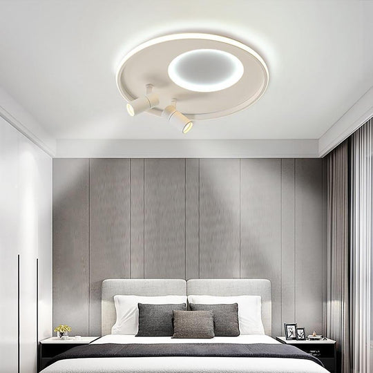 Circle Modern LED Flush Mount Ceiling Light with Dual Spotlights