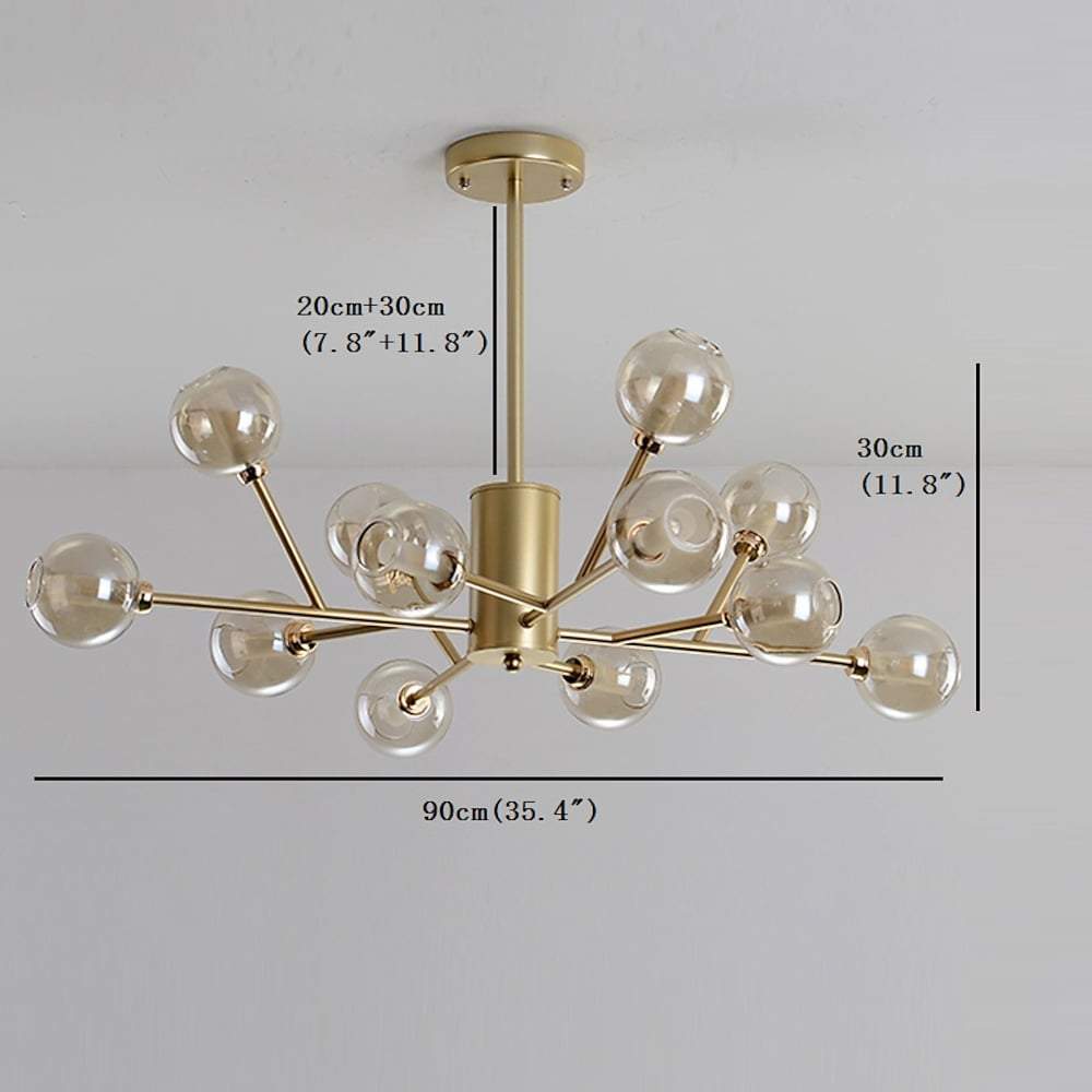 12-Bulb Glass Sputnik LED Nordic Pendant Chandelier