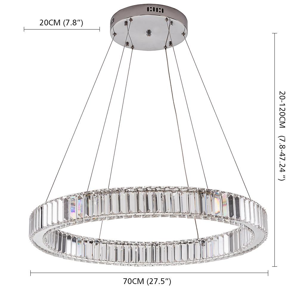 Luxury 1-Light Ring Shaped Wagon Wheel Crystal LED Chandelier – Gold Finish