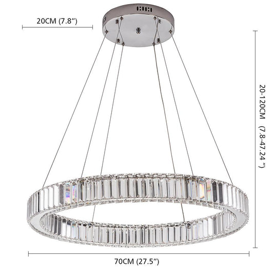 Luxury 1-Light Ring Shaped Wagon Wheel Crystal LED Chandelier – Gold Finish
