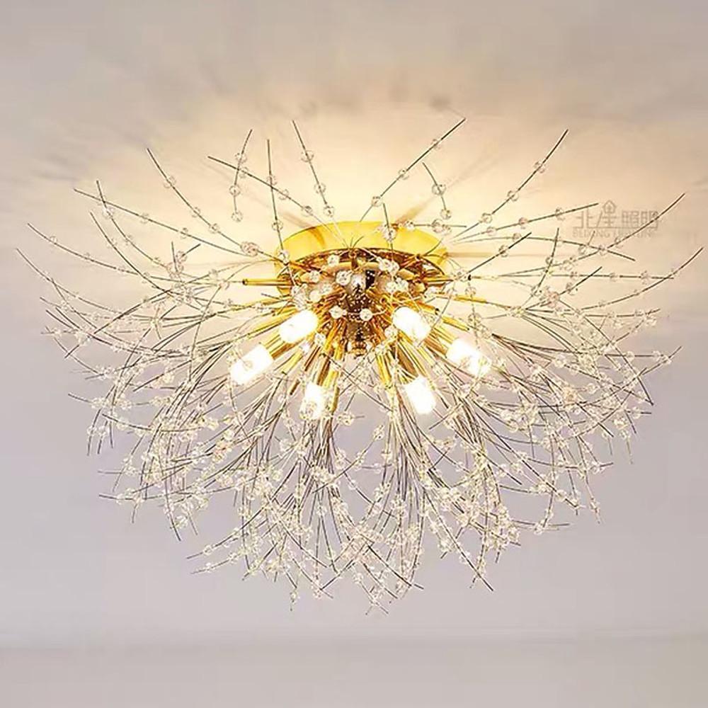 Classic Crystal Branch LED Flush Mount Ceiling Light with 6 Bulbs