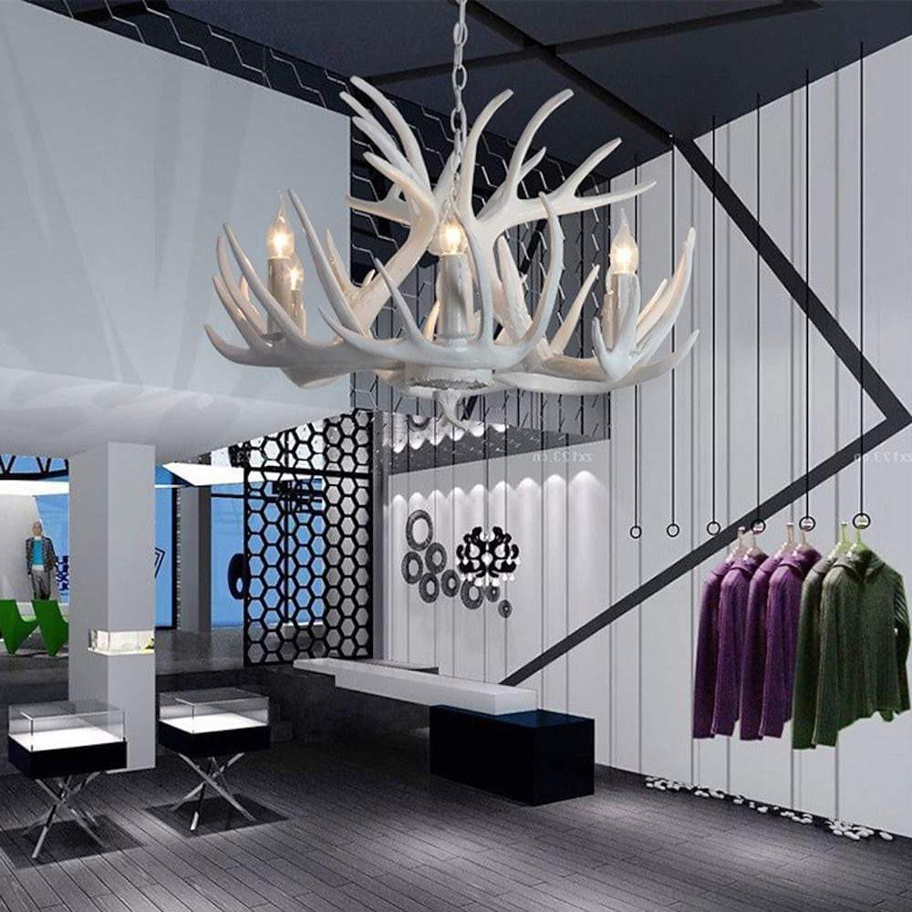 Vintage White Antler LED Chandelier – 4 / 6 / 8 Lights