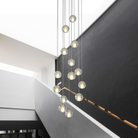Modern Adjustable 14-Bulb Crystal LED Chandelier – Elegant Artistic Design