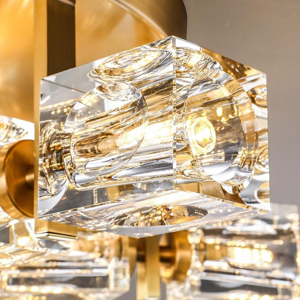 6-Light Crystal Brass LED Flush Mount Ceiling Light