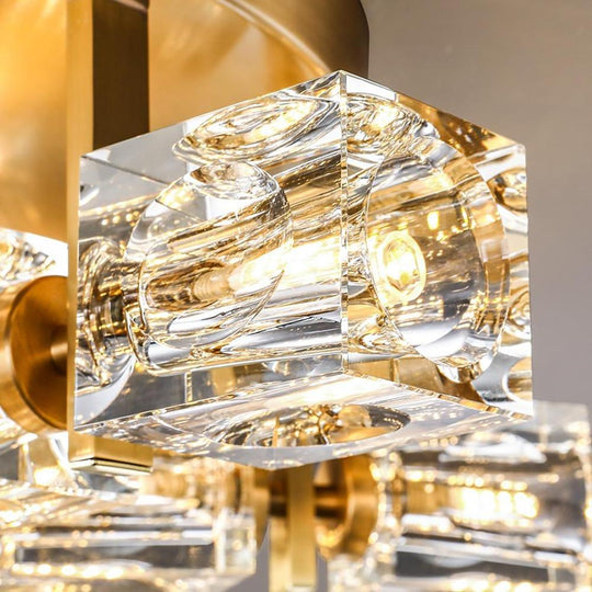 6-Light Crystal Brass LED Flush Mount Ceiling Light