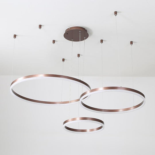 3 Ring Modern Gold Coffee Electroplated Dining Room Chandelier