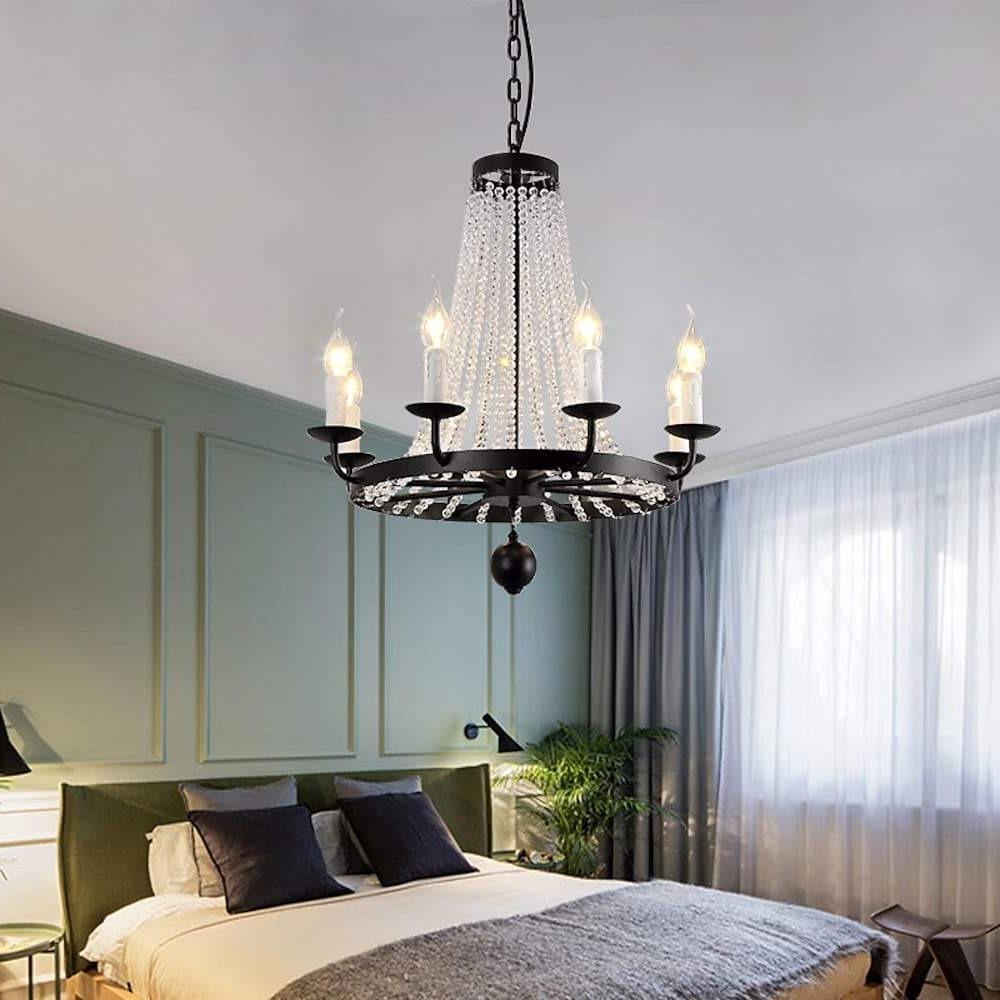 Empire Wagon Wheel Chandelier with Crystal Accents – 8/10/12 Lights