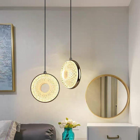 Circle Shaped Electroplated Acrylic LED Modern Pendant Light