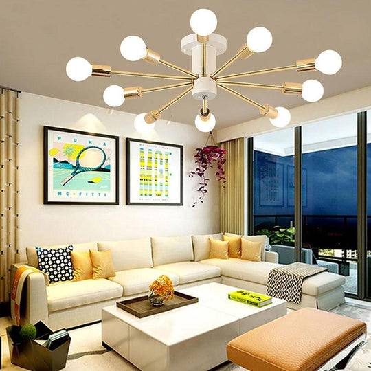 Industrial Sputnik Geometric Gold LED Chandelier