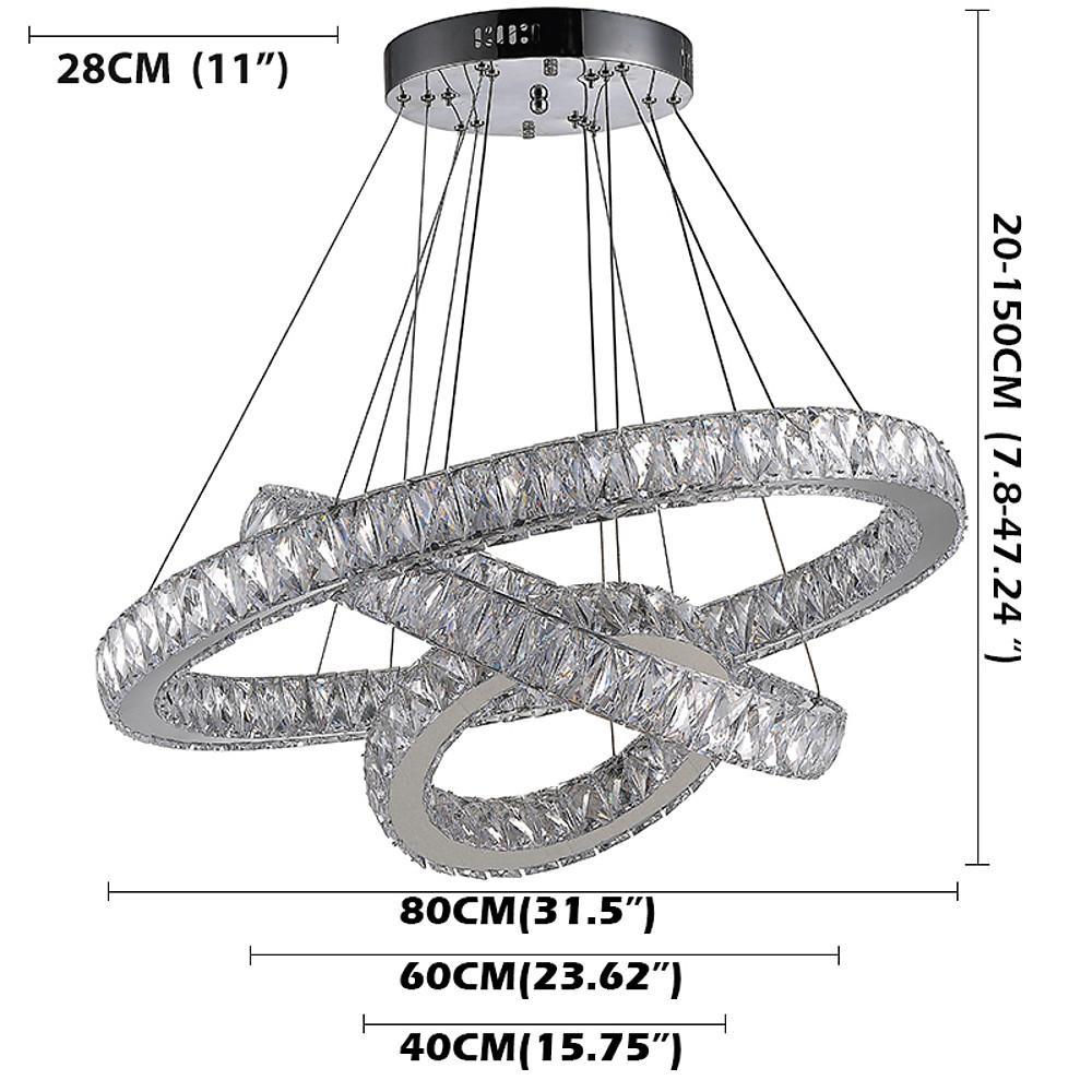 Interwoven Circle Crystal LED Chandelier with Dimmable Rings
