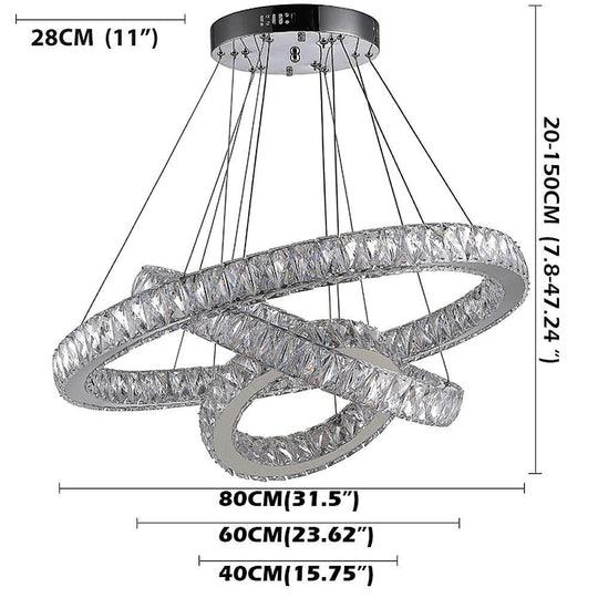 Interwoven Circle Crystal LED Chandelier with Dimmable Rings