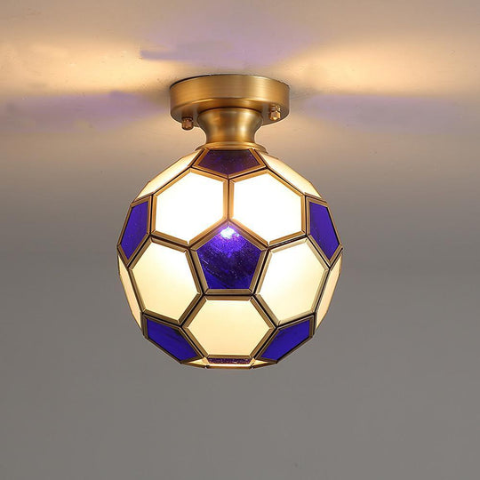 Football Electroplated Copper Glass LED Modern Ceiling Light – Flush Mount