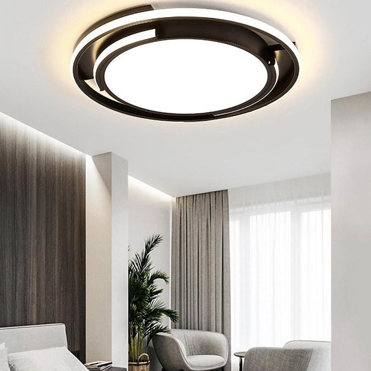Circular Design Dimmable LED Black Nordic Ceiling Light Flush Mount Lamp