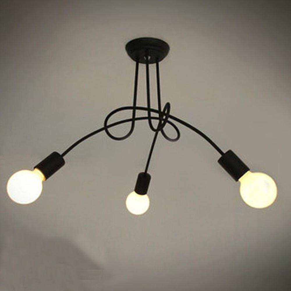 Simplistic Painted Metal Modern Chandelier with Exposed Twisted Stem
