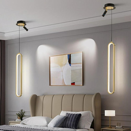 Rounded Rectangular LED Modern Pendant Light Hanging Lamp Island Light