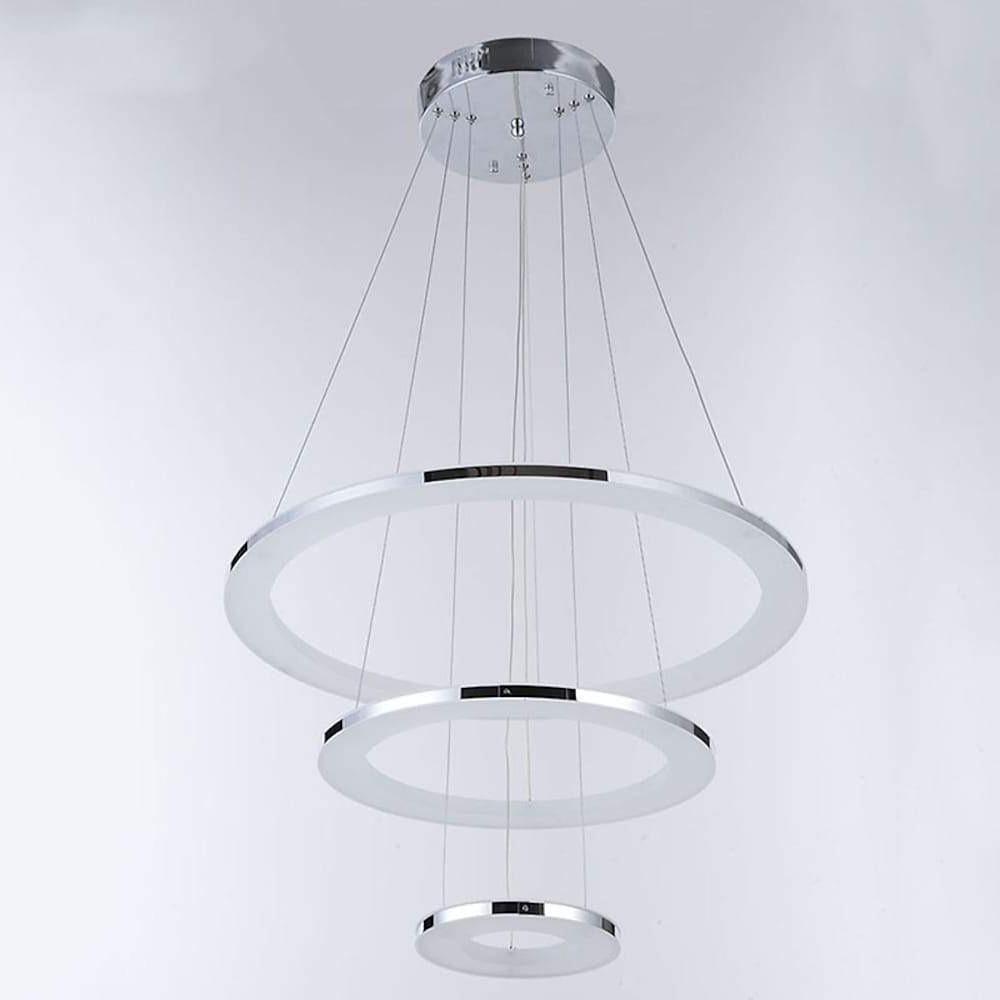 Adjustable LED 3 Ring Chandelier Modern 24" Hanging Ceiling Light
