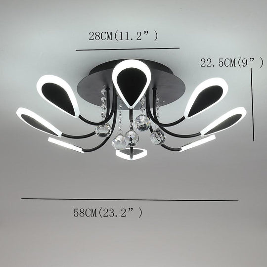 Modern Crystal Flush Mount Ceiling Light 8 Lights
