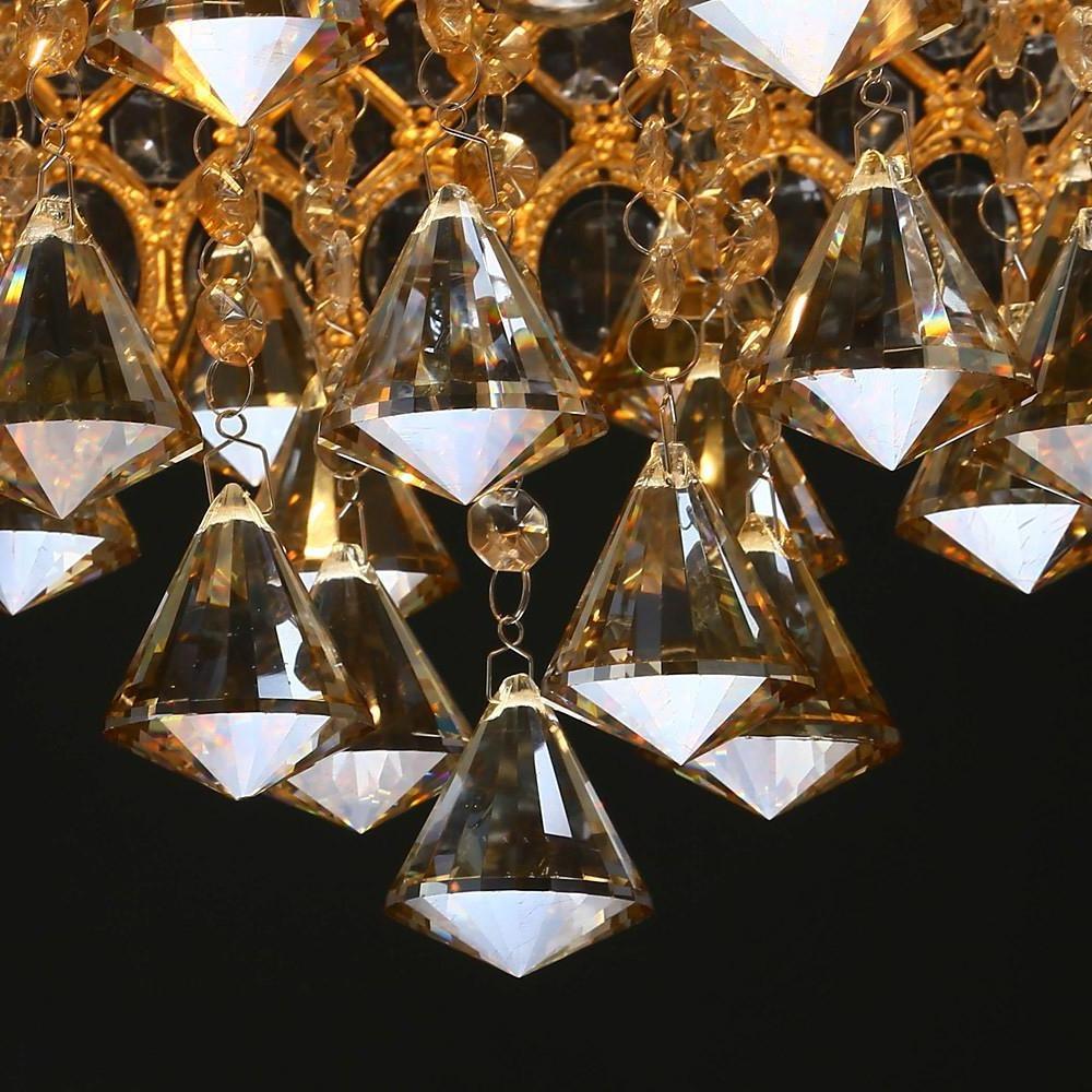 4-Light Drum Shaped Crystal Metal Modern Flush Mount Chandelier