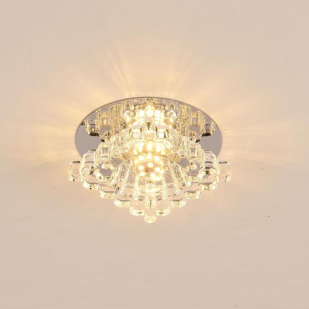 Geometric Crystal Flush Mount Ceiling Light – Modern LED Kitchen Fixture