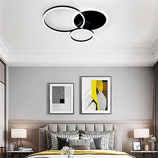 3 Layers LED Modern Circle Flush Mount Light 3 Color Dimmable 26" x 20"