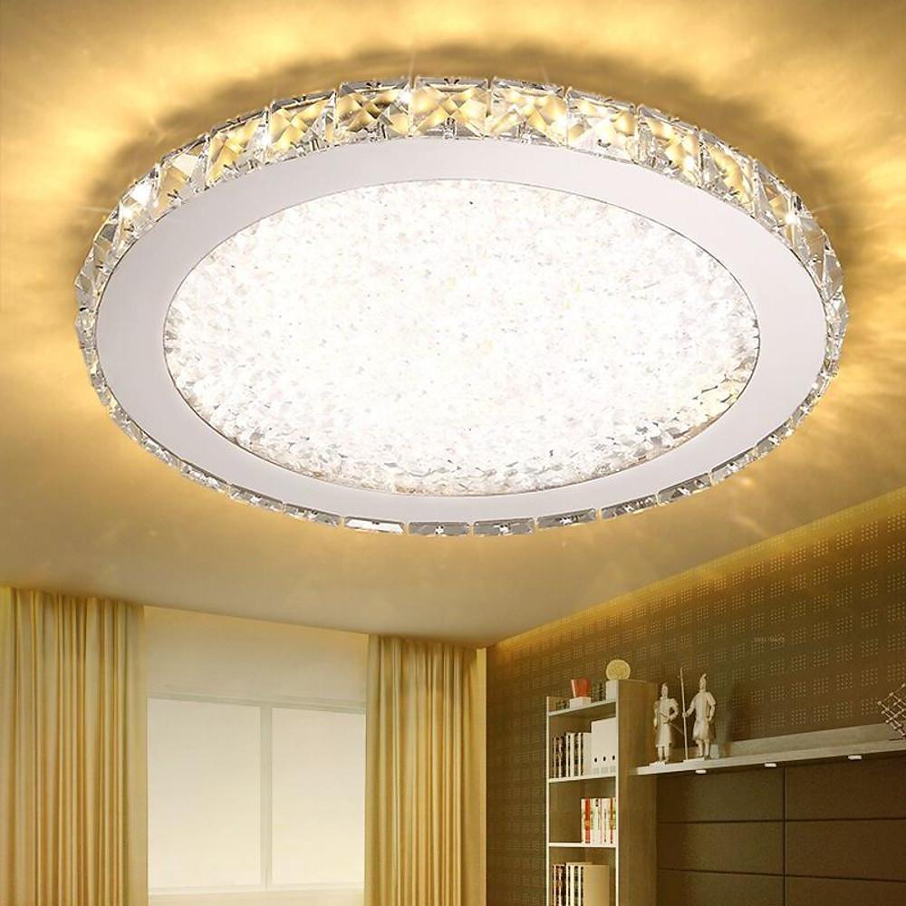 16" Rounded Antique Metal Crystal LED Flush Mount Ceiling Light