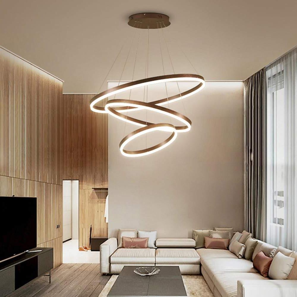 3 Circle Graduated Bedroom Chandeliers Remote Control Ceiling Light