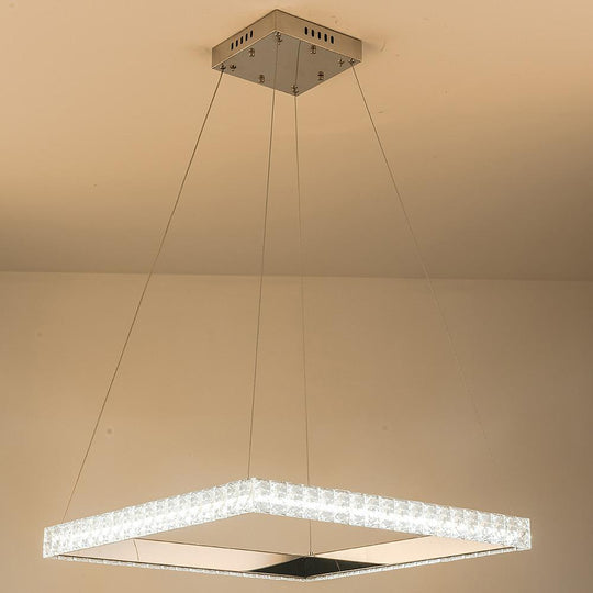 Square Electroplated Crystal – LED Modern Chandelier Pendant Light
