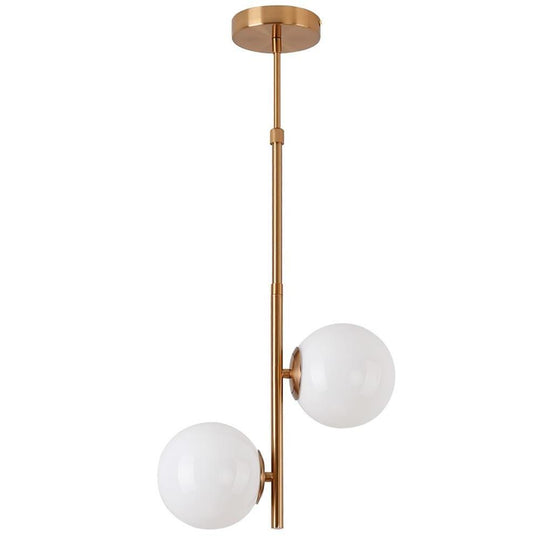 2 Lights Ball Shaped Electroplated Glass Metal LED Modern Pendant Light