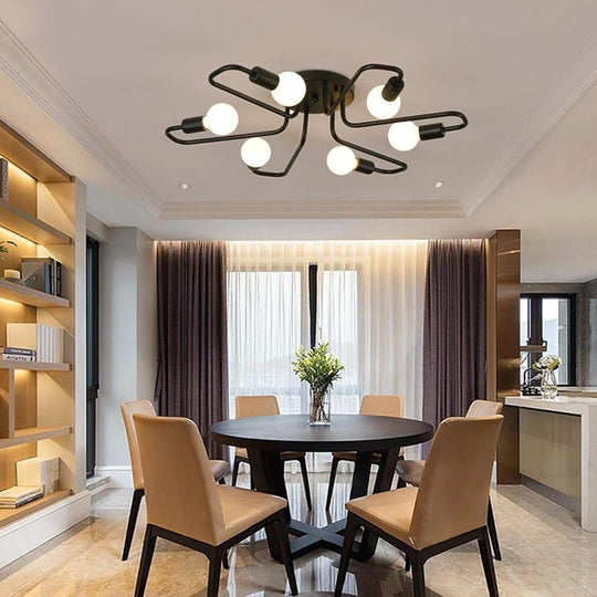 Linear Metal Flower Shaped LED Modern Flush Mount Ceiling Light
